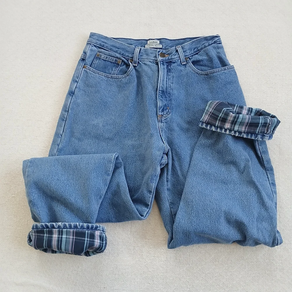 ll bean ♡ flannel lined original fit relaxed jeans 12 gorpcore vintage cabincore